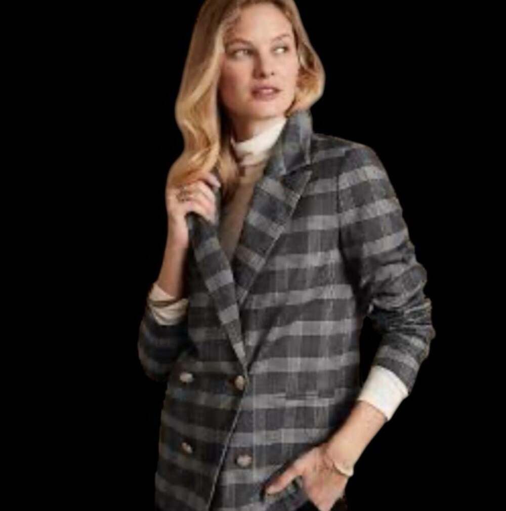 Banana Republic Blazer Size 10 Double Breasted Midnight Plaid Dark Academia